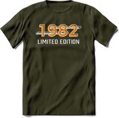 1982 Limited Edition T-Shirt | Goud - Zilver | Grappig Verjaardag en Feest Cadeau Shirt | Dames - Heren - Unisex | Tshirt Kleding Kado | - Leger Groen - XXL