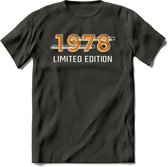 1978 Limited Edition T-Shirt | Goud - Zilver | Grappig Verjaardag en Feest Cadeau Shirt | Dames - Heren - Unisex | Tshirt Kleding Kado | - Donker Grijs - XXL