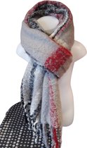 Sjaal - Dikke wintersjaal - Zachte kleuren - Grijs/Rood/Zwart