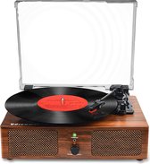 Vinyl draaitafel Bluetooth draaitafel met ingebouwde luidsprekers en USB-riemaandrijving, vintage phonograaf, platenspeler met 3 snelheden voor entertainment en woondecoratie