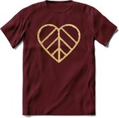 Valentijn Goud Hart T-Shirt | Grappig Valentijnsdag Cadeautje voor Hem en Haar | Dames - Heren - Unisex | Kleding Cadeau | - Burgundy - M