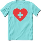 Valentijn Hart T-Shirt | Grappig Valentijnsdag Cadeautje voor Hem en Haar | Dames - Heren - Unisex | Kleding Cadeau | - Licht Blauw - L