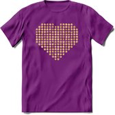 Valentijn Goud Hart T-Shirt | Grappig Valentijnsdag Cadeautje voor Hem en Haar | Dames - Heren - Unisex | Kleding Cadeau | - Paars - M