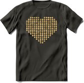 Valentijn Goud Hart T-Shirt | Grappig Valentijnsdag Cadeautje voor Hem en Haar | Dames - Heren - Unisex | Kleding Cadeau | - Donker Grijs - XL