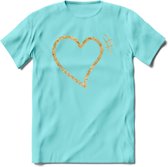 Valentijn Goud Hart T-Shirt | Grappig Valentijnsdag Cadeautje voor Hem en Haar | Dames - Heren - Unisex | Kleding Cadeau | - Licht Blauw - L