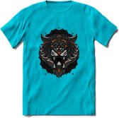 Tijger - Dieren Mandala T-Shirt | Oranje | Grappig Verjaardag Zentangle Dierenkop Cadeau Shirt | Dames - Heren - Unisex | Wildlife Tshirt Kleding Kado | - Blauw - L