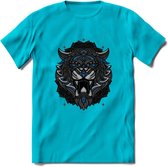 Tijger - Dieren Mandala T-Shirt | Blauw | Grappig Verjaardag Zentangle Dierenkop Cadeau Shirt | Dames - Heren - Unisex | Wildlife Tshirt Kleding Kado | - Blauw - S