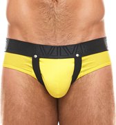 Modus Vivendi - Double Boost Classic Slip Geel - Maat L - Heren Slip - Mannen Ondergoed - Lifttend effect d.m.v. ingebouwde Jockstrap