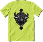 Bizon - Dieren Mandala T-Shirt | Donkerblauw | Grappig Verjaardag Zentangle Dierenkop Cadeau Shirt | Dames - Heren - Unisex | Wildlife Tshirt Kleding Kado | - Groen - L