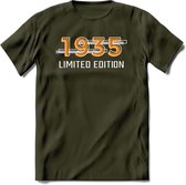 1935 Limited Edition T-Shirt | Goud - Zilver | Grappig Verjaardag en Feest Cadeau Shirt | Dames - Heren - Unisex | Tshirt Kleding Kado | - Leger Groen - S