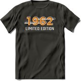 1962 Limited Edition T-Shirt | Goud - Zilver | Grappig Verjaardag en Feest Cadeau Shirt | Dames - Heren - Unisex | Tshirt Kleding Kado | - Donker Grijs - XXL