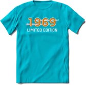 1969 Limited Edition T-Shirt | Goud - Zilver | Grappig Verjaardag en Feest Cadeau Shirt | Dames - Heren - Unisex | Tshirt Kleding Kado | - Blauw - XL