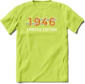 1946 Limited Edition T-Shirt | Goud - Zilver | Grappig Verjaardag en Feest Cadeau Shirt | Dames - Heren - Unisex | Tshirt Kleding Kado | - Groen - M