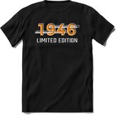 1946 Limited Edition T-Shirt | Goud - Zilver | Grappig Verjaardag en Feest Cadeau Shirt | Dames - Heren - Unisex | Tshirt Kleding Kado | - Zwart - XXL