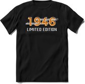 1946 Limited Edition T-Shirt | Goud - Zilver | Grappig Verjaardag en Feest Cadeau Shirt | Dames - Heren - Unisex | Tshirt Kleding Kado | - Zwart - M