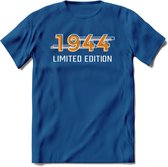 1944 Limited Edition T-Shirt | Goud - Zilver | Grappig Verjaardag en Feest Cadeau Shirt | Dames - Heren - Unisex | Tshirt Kleding Kado | - Donker Blauw - S