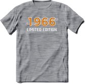 1966 Limited Edition T-Shirt | Goud - Zilver | Grappig Verjaardag en Feest Cadeau Shirt | Dames - Heren - Unisex | Tshirt Kleding Kado | - Donker Grijs - Gemaleerd - XXL