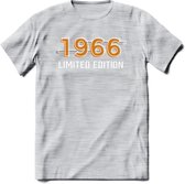 1966 Limited Edition T-Shirt | Goud - Zilver | Grappig Verjaardag en Feest Cadeau Shirt | Dames - Heren - Unisex | Tshirt Kleding Kado | - Licht Grijs - Gemaleerd - 3XL