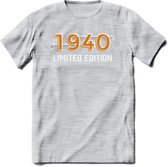 1940 Limited Edition T-Shirt | Goud - Zilver | Grappig Verjaardag en Feest Cadeau Shirt | Dames - Heren - Unisex | Tshirt Kleding Kado | - Licht Grijs - Gemaleerd - 3XL