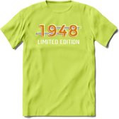 1948 Limited Edition T-Shirt | Goud - Zilver | Grappig Verjaardag en Feest Cadeau Shirt | Dames - Heren - Unisex | Tshirt Kleding Kado | - Groen - S