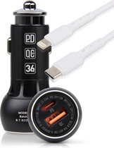 Autolader met 2 Poorten + Kabel - Geschikt Voor iPhone - Oplader Auto - Adapter Sigarettenaansteker