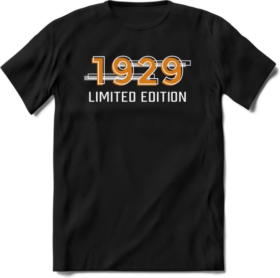 1929 Limited Edition T-Shirt | Goud - Zilver | Grappig Verjaardag en Feest Cadeau Shirt | Dames - Heren - Unisex | Tshirt Kleding Kado | - Zwart - M