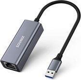 Sounix USB 3.0 naar RJ45 Ethernet - 10/100/1000/2.5Gbps - USB-A Naar Ethernet Adapter -  Internet Adapter