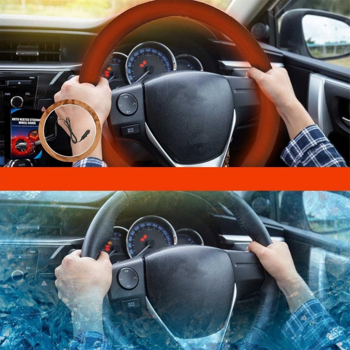 Housse Chauffante Pour Volant De Voiture – Chauffage Rapide 12V, Antidérapante – Cadeau Idéal Hiver
