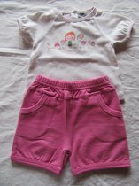 Wiplala - Pyjama zomer - Meisje - Wit / roze - sunny ays - 12 maand 80
