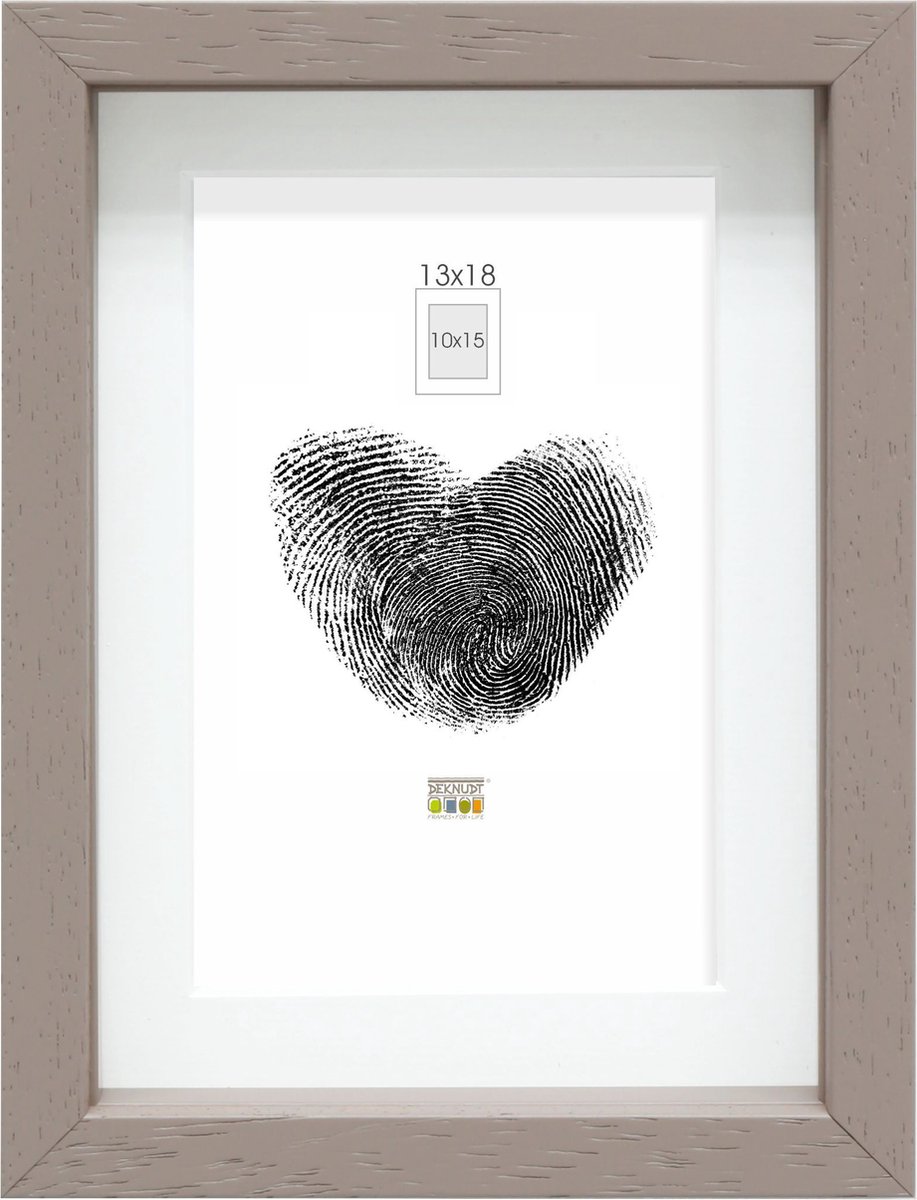 Deknudt Frames Fotolijst - taupe met passe-partout - 10x15 / 13x18 cm