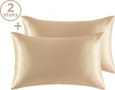 Sleeps - Satijnen Kussensloop Elegant Beauty Pillowcase Crème  - 60x70cm Anti Allergeen - Voor Glanzend Haar & Stralende - 2 Stuks -