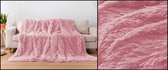 Mega mooi en groot bedsprei-plaid fluffy bont langharig roze 160x200 cm. 100% microvezel. Lekker warm voor in de winter. Verkrijgbaar in diverse kleuren en maten. Dekbedstunter.nl
