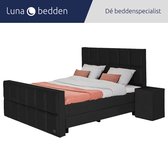 Luna Bedden - Boxspring Skye - 200x200 Compleet Zwart 12 Vakken Bed