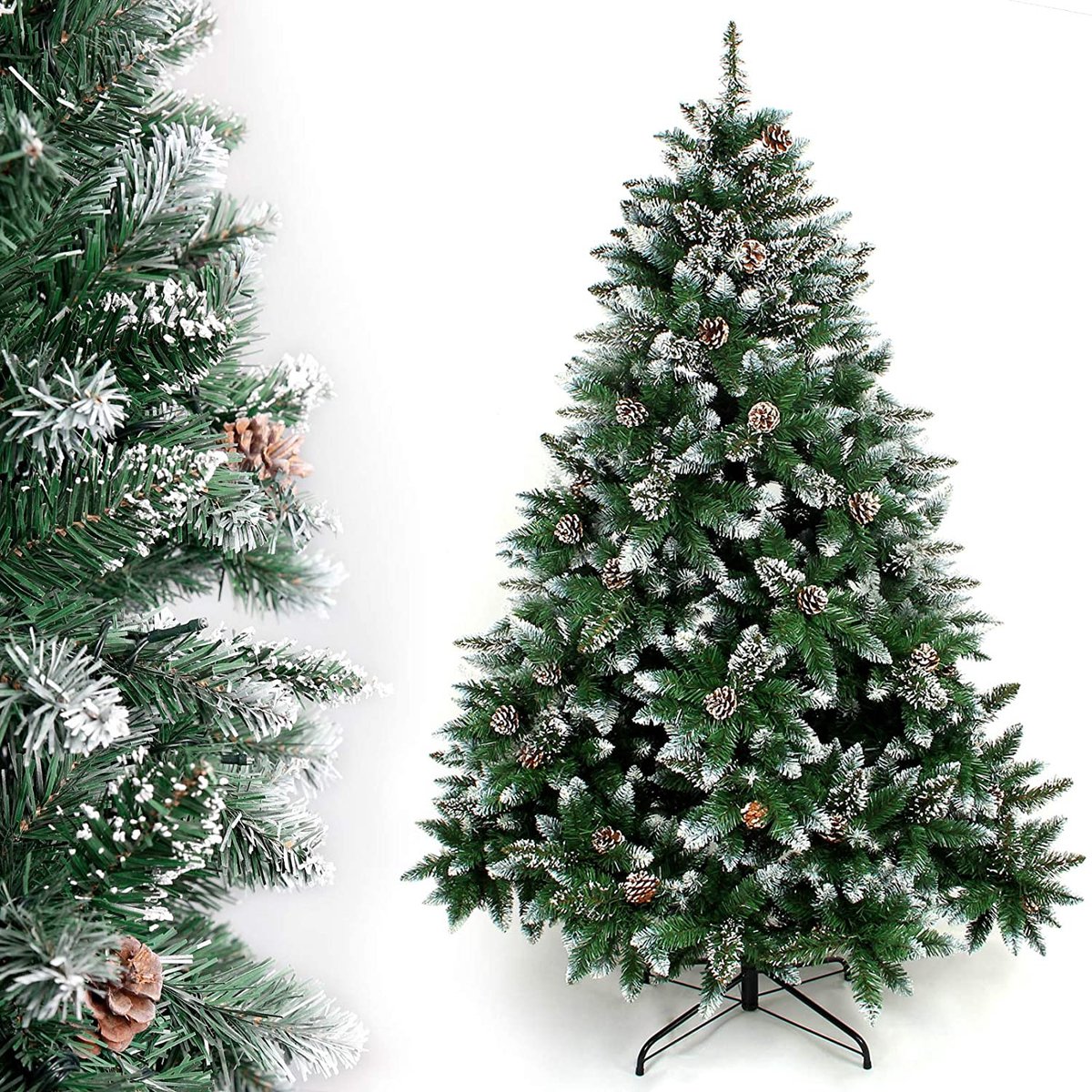 Prachtig volle kerstboom - Kunstkerstboom - sneeuw - dennen - gemakkelijk opzetbaar - stevig onderstel - met sneeuw en dennen - dennenboom - dennenappels - besneeuwde takken - verschillende maten - sfeer maker - duurzaam - 210 cm