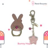 Kawaii Accessories by Kuroji - Bunny Hop - Telefoonring met hanger - Swarovski elements - Kawaii style