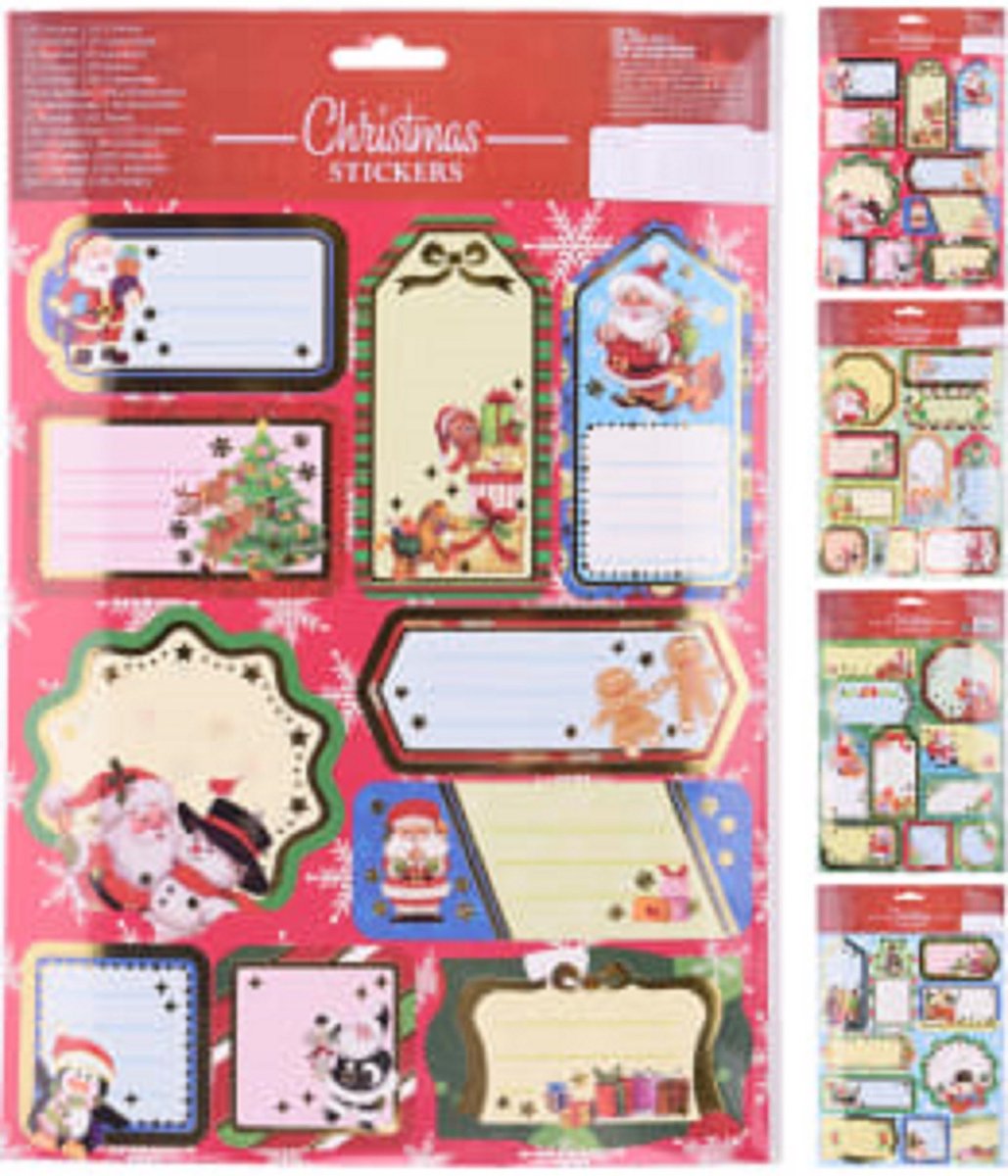 Geschenk Stickers Kerstmis Christmas - 4 stickervellen met 10 stickers = 40 Geschenk Stickers (4 varianten)