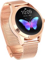 GALESTO Smartwatch Elegance - Smartwatch Dames - Heren Smartwatch - Activity Tracker - Fitness Tracker - Met Touchscreen - Stalen band - Horloge - Stappenteller - Bloeddrukmeter - Verbrande calorieën - Waterbestendig - Rosé Goud