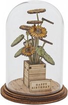Stolp HAPPY BIRTHDAY    vintage miniatuur stolp, miniatuur decoratieve handgemaakt kunstwerkje - glas - 8.5x5x5