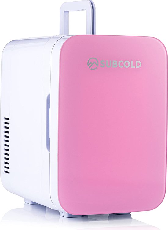 Koelkast: Subcold Ultra6 Mini Koelkast - koelt en verwarmt | 6 liter / 8 blikjes 330ml | 220V / USB | Draagbare kleine koelkast voor kamer, cosmetica, kantoor, auto, (Roze), van het merk Subcold