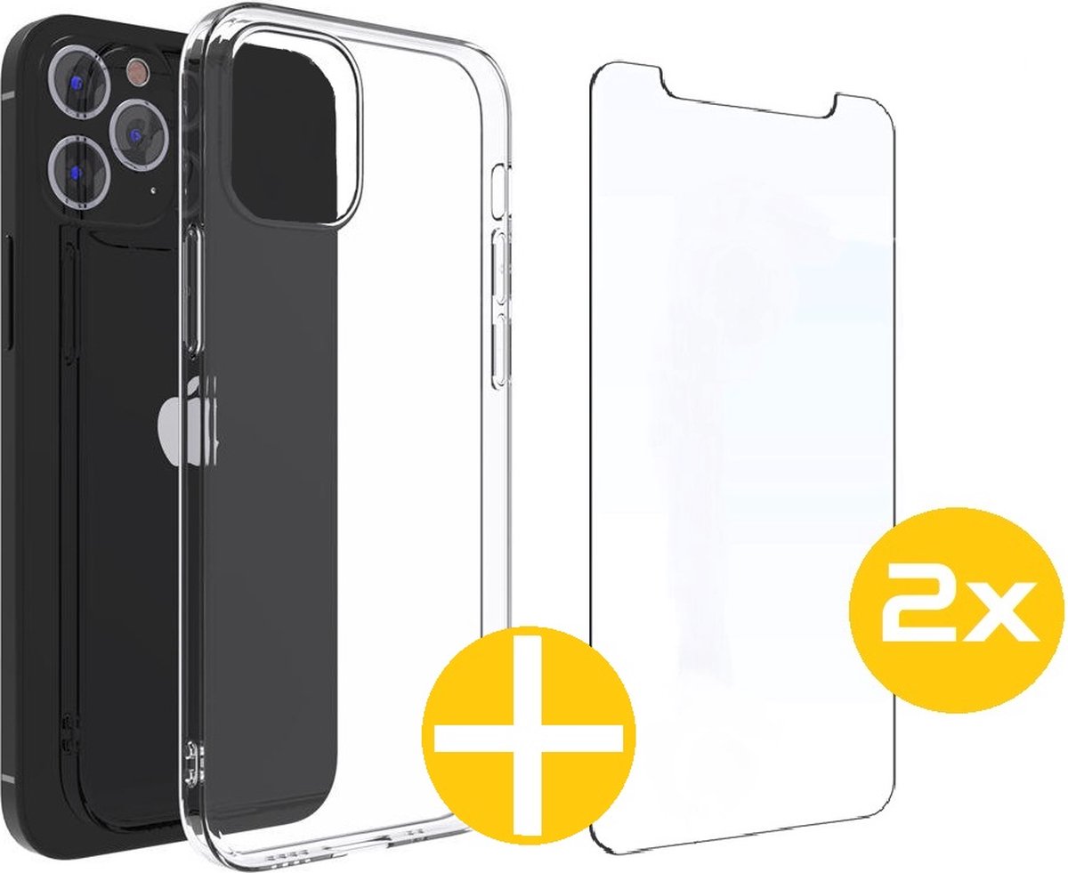 Hoesje en Screenprotector Combi Geschikt Voor iPhone 11 - Transparant Hoesje + 2x Screenprotector