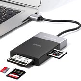 Sounix SD kaartlezer - 8 in 1 - USB C Cardreader - CF/SD/SDHC,TF/Micro SD/MS, XQD - 2 x USB 3.0 - Grijs