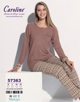 Caroline Pyjamaset voor Dames, Licht Bruin, Home&Sleep Wear, Maat L, Hoge Kwaliteit
