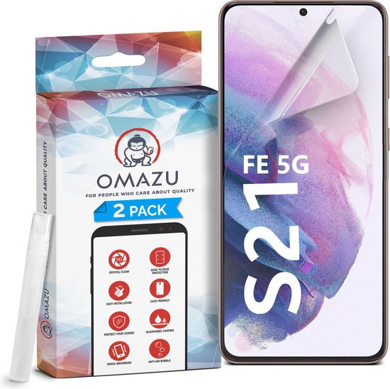Protecteur d'écran Samsung Galaxy S21 FE 5G OMAZU 3D Flex TPU, lot de 2 (100 % compatible avec le lecteur d'empreintes digitales), fonction de protection Edge à Edge , revêtement anti-rayures.