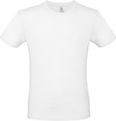 Wit basic t-shirt met ronde hals voor heren - katoen - 145 grams - witte shirts / kleding 2XL (56)