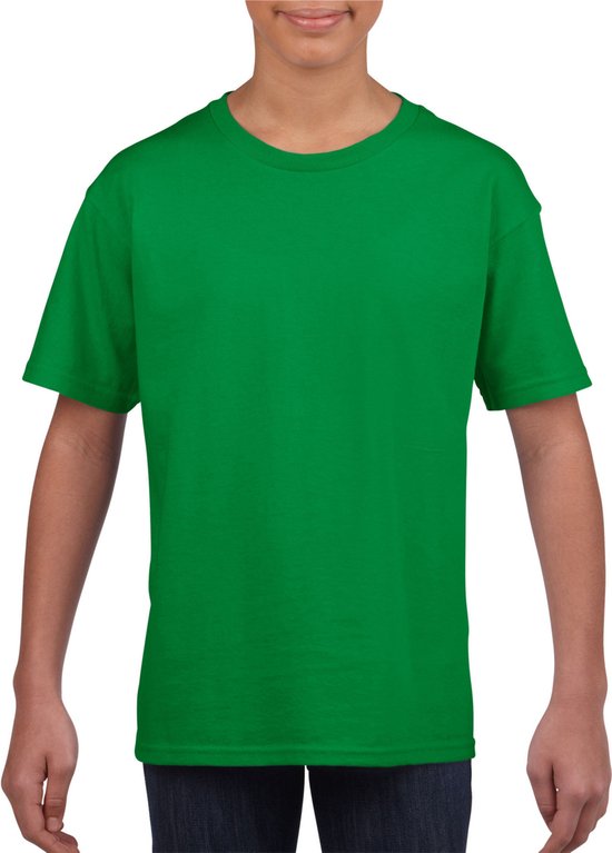 Groen basic t-shirt met ronde hals voor kinderen unisex- katoen - 145 grams - groene shirts / kleding voor jongens en meisjes XS (104-110)