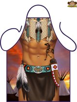 Partychimp Schort Native American Man Barbecue Bbq Accesoires Vaderdag Cadeau - 80 x 56 cm - Polyester