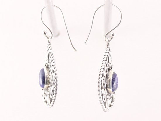 Luna Azure Boucles d'oreilles à tige en forme de boule en lapis lazuli naturel et argent sterling 925 faites à la main pour femmes et filles