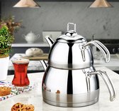 Turkse Theepot - RVS - Caydanlik - 2.3 Liter - KLEIN