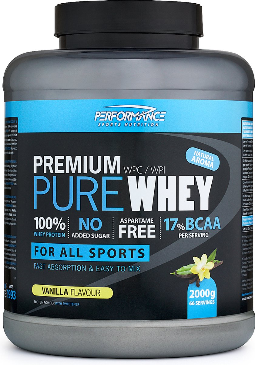 Pure Whey (Vanilla - 2000 gram) - PERFORMANCE - Whey Protein - Eiwitpoeder - Eiwitshake - Sportvoeding (67 shakes)