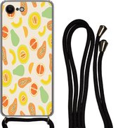Hoesje met koord Geschikt voor iPhone SE 2020 - Fruit - Patronen - Meloen - Siliconen - Crossbody - Backcover met Koord - Telefoonhoesje met koord - Hoesje met touw